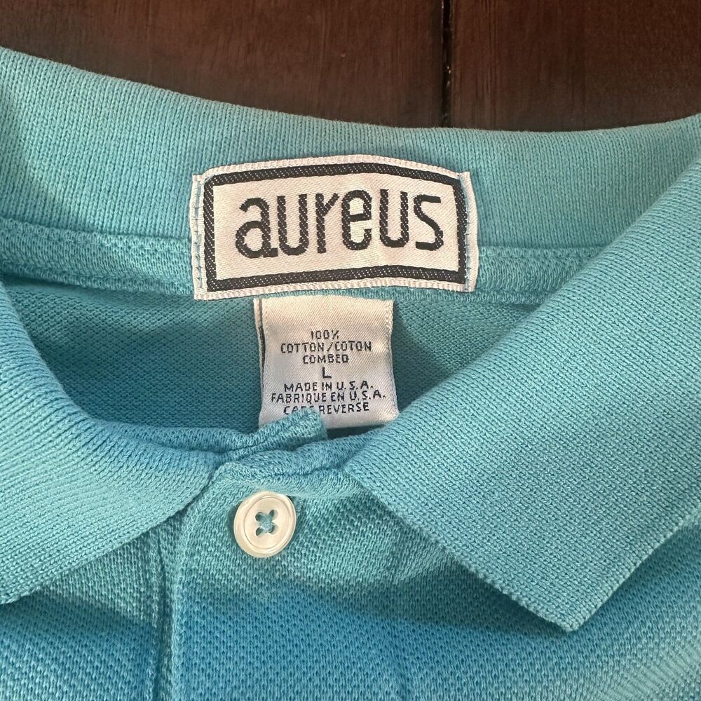 Vintage Aureus Polo Shirt Large Blue Golf Men's Size Large. 90s/80s Made In USA